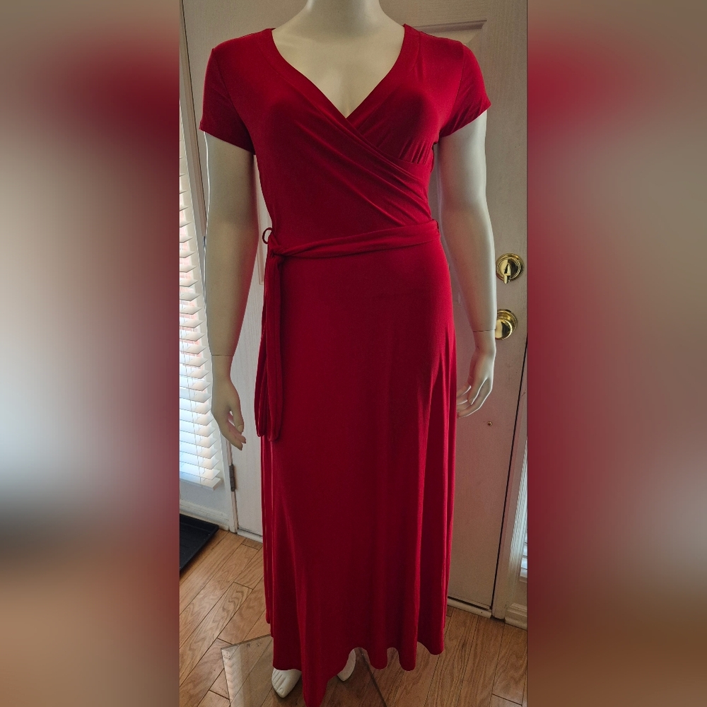 Elegant Red Plus Size Holiday Midi Women's Dress NWT
